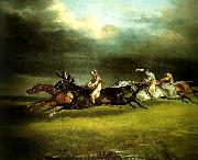 charles emile callande course de chevaux dite le derby d'epsom oil on canvas